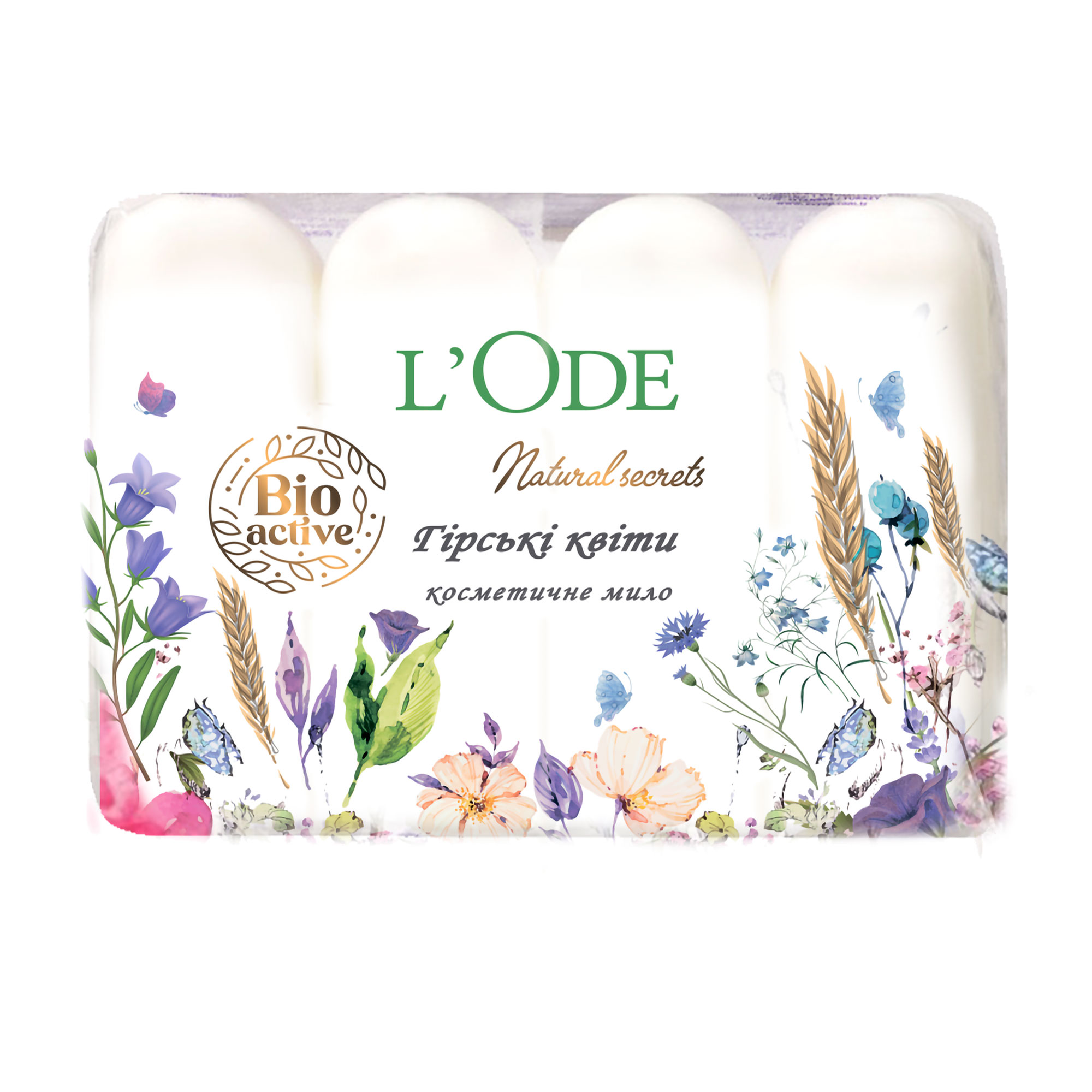 Тверде мило L'Ode Гірські квіти, екопак, 4*60 г